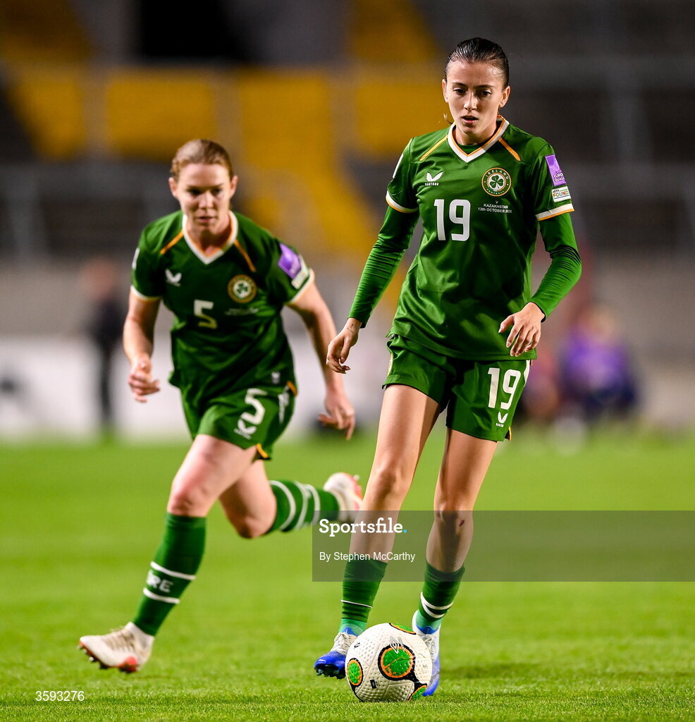 13 October 2026; Abbie Larkin of Republic of Ireland during the 2027 FIFA Women’s World Cup qualifying round 1 play-off second leg match between Republic of Ireland and Kazakhstan at SuperValu Páirc Uí Chaoimh in Cork. Photo by Stephen McCarthy/Sportsfile