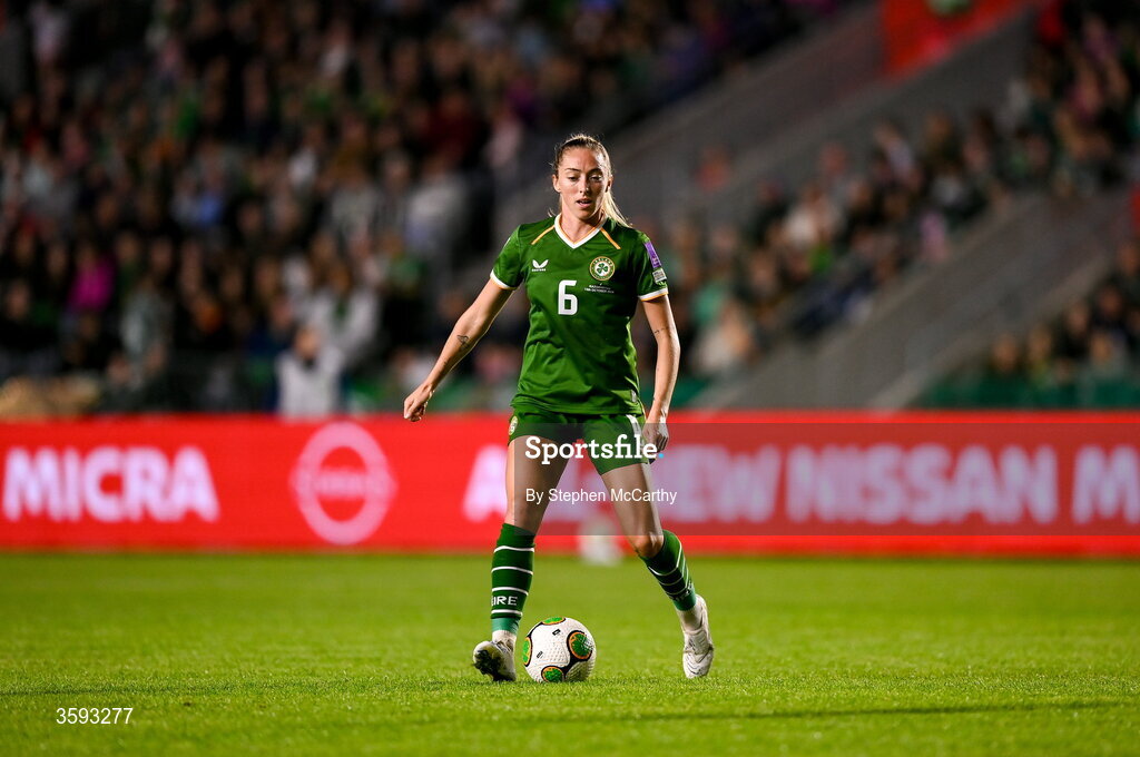 13 October 2026; Megan Connolly of Republic of Ireland during the 2027 FIFA Women’s World Cup qualifying round 1 play-off second leg match between Republic of Ireland and Kazakhstan at SuperValu Páirc Uí Chaoimh in Cork. Photo by Stephen McCarthy/Sportsfile