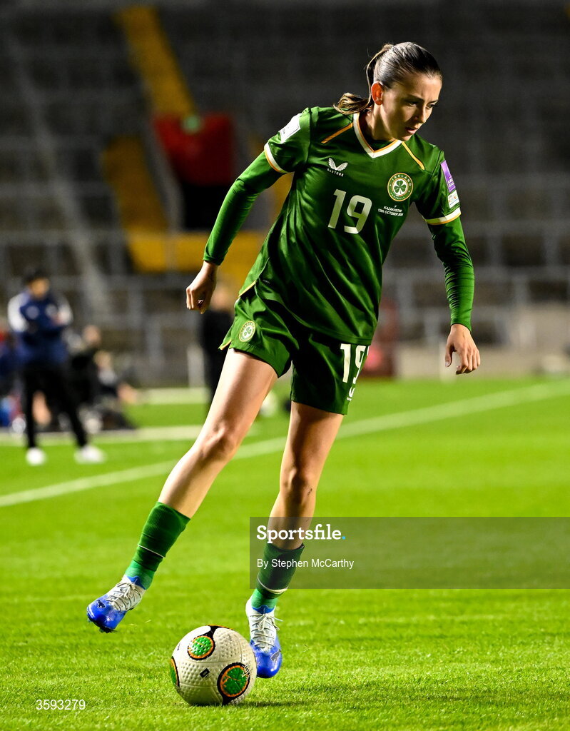 13 October 2026; Abbie Larkin of Republic of Ireland during the 2027 FIFA Women’s World Cup qualifying round 1 play-off second leg match between Republic of Ireland and Kazakhstan at SuperValu Páirc Uí Chaoimh in Cork. Photo by Stephen McCarthy/Sportsfile