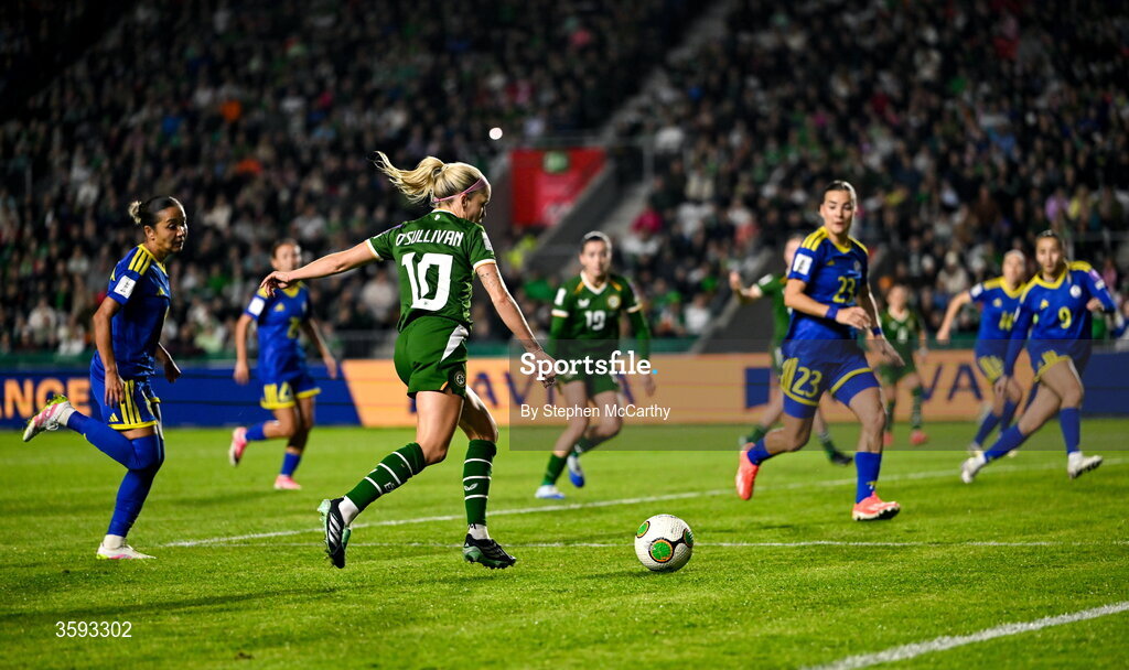 13 October 2026; Denise O’Sullivan of Republic of Ireland during the 2027 FIFA Women’s World Cup qualifying round 1 play-off second leg match between Republic of Ireland and Kazakhstan at SuperValu Páirc Uí Chaoimh in Cork. Photo by Stephen McCarthy/Sportsfile