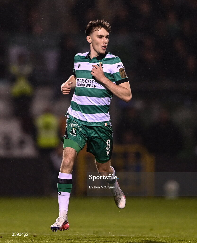 12 October 2026; Matt Healy of Shamrock Rovers during the SSE Airtricity Men's Premier Division match between Shamrock Rovers and Bohemians at Tallaght Stadium in Dublin. Photo by Ben McShane/Sportsfile