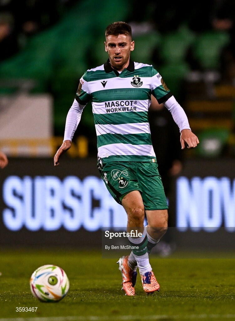 12 October 2026; Dylan Watts of Shamrock Rovers during the SSE Airtricity Men's Premier Division match between Shamrock Rovers and Bohemians at Tallaght Stadium in Dublin. Photo by Ben McShane/Sportsfile