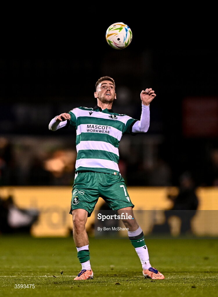 12 October 2026; Dylan Watts of Shamrock Rovers during the SSE Airtricity Men's Premier Division match between Shamrock Rovers and Bohemians at Tallaght Stadium in Dublin. Photo by Ben McShane/Sportsfile