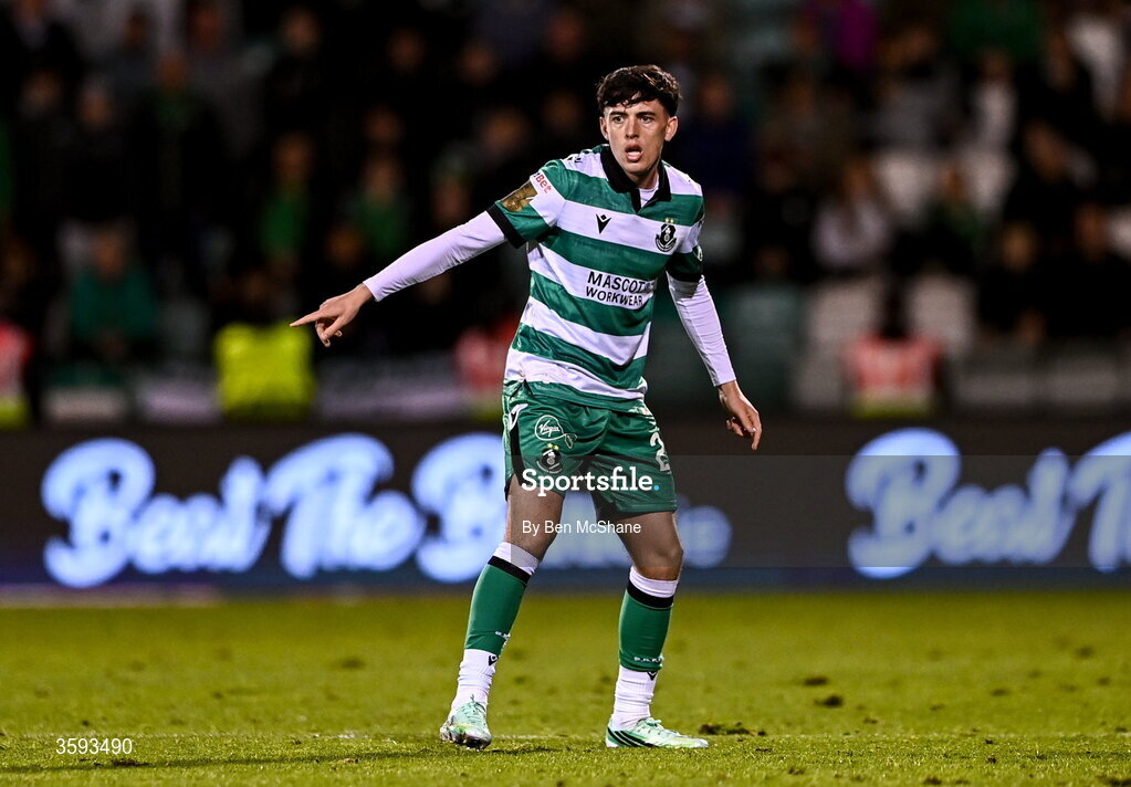 12 October 2026; Cory O'Sullivan of Shamrock Rovers during the SSE Airtricity Men's Premier Division match between Shamrock Rovers and Bohemians at Tallaght Stadium in Dublin. Photo by Ben McShane/Sportsfile