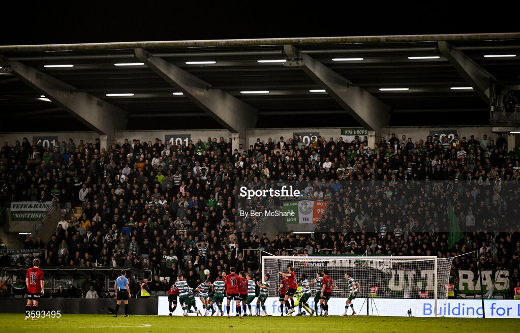 12 October 2026; A general view of the action during the SSE Airtricity Men's Premier Division match between Shamrock Rovers and Bohemians at Tallaght Stadium in Dublin. Photo by Ben McShane/Sportsfile