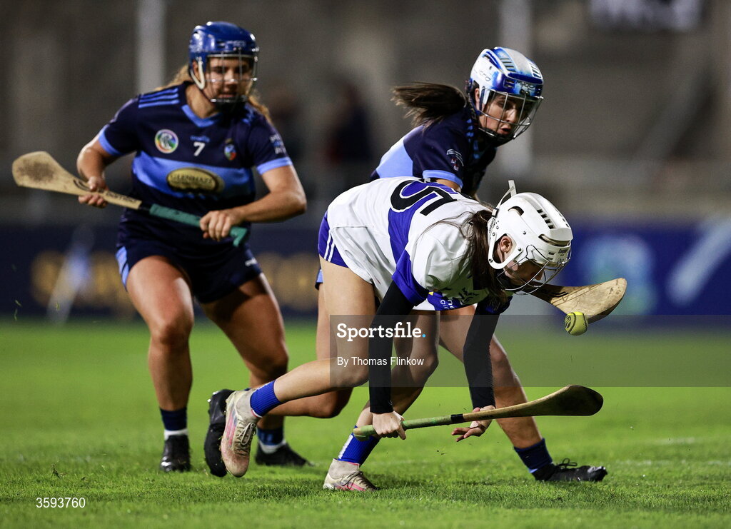 16 October 2026; Caitlin McKenna of St Vincent's in action against Eile Caffrey of St Jude's during the PTSB Dublin Senior Club Hurling final match between St Vincent's and St Jude's at Parnell Park in Dublin. Photo by Thomas Flinkow/Sportsfile