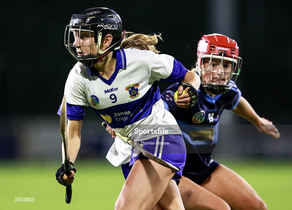 16 October 2026; Danielle Smith of St Vincent's in action against Joye Atkinson of St Jude's during the PTSB Dublin Senior Club Hurling final match between St Vincent's and St Jude's at Parnell Park in Dublin. Photo by Thomas Flinkow/Sportsfile