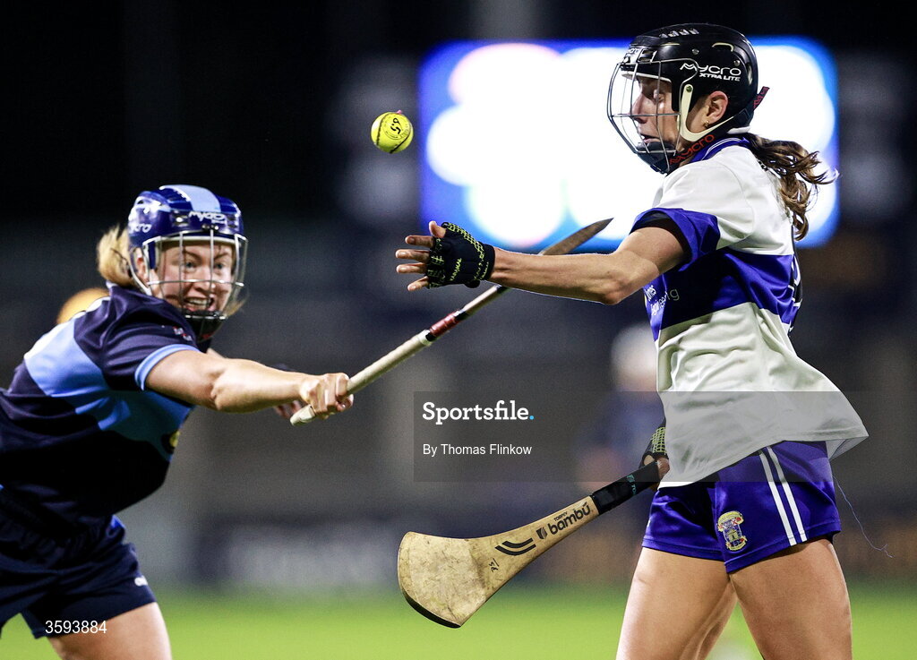 16 October 2026; Danielle Smith of St Vincent's in action against Leah Butler of St Jude's during the PTSB Dublin Senior Club Hurling final match between St Vincent's and St Jude's at Parnell Park in Dublin. Photo by Thomas Flinkow/Sportsfile