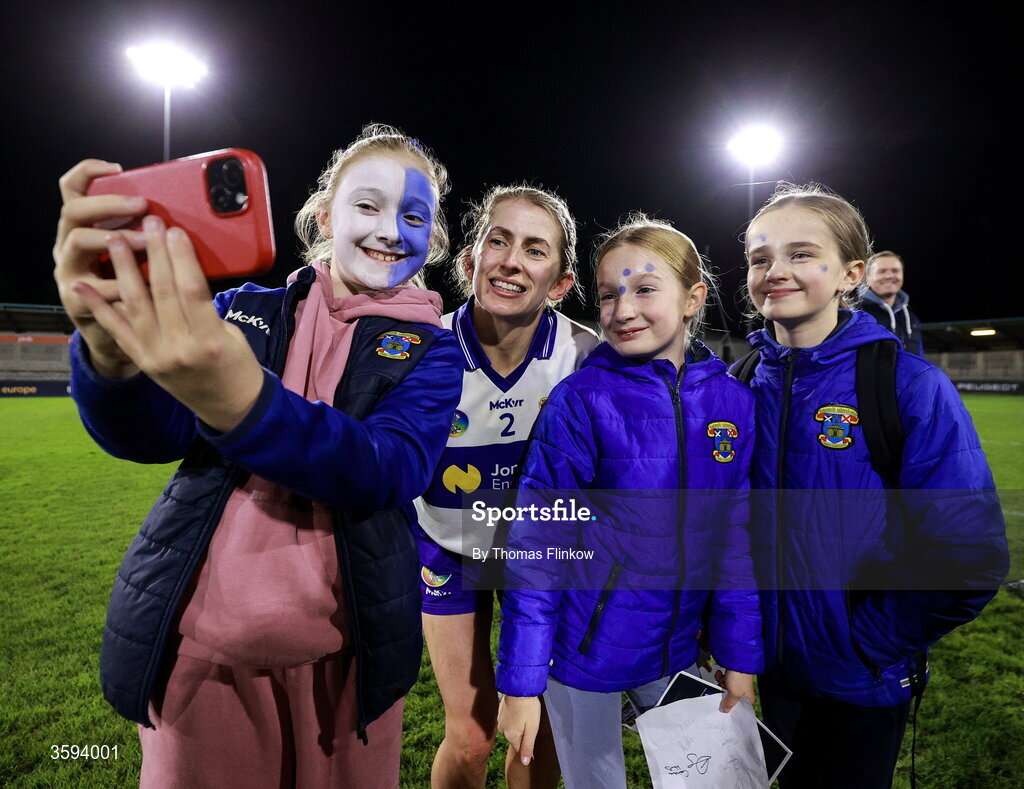 16 October 2026; Muireann Kelleher of St Vincent's has her photo taken with supporters after the PTSB Dublin Senior Club Hurling final match between St Vincent's and St Jude's at Parnell Park in Dublin. Photo by Thomas Flinkow/Sportsfile
