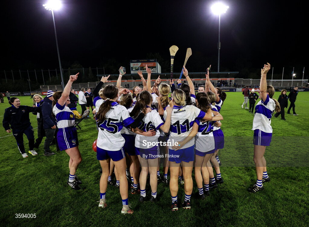 16 October 2026; St Vincent's players celebrate after the PTSB Dublin Senior Club Hurling final match between St Vincent's and St Jude's at Parnell Park in Dublin. Photo by Thomas Flinkow/Sportsfile