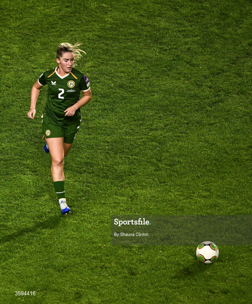 13 October 2026; Jessie Stapleton of Republic of Ireland during the 2027 FIFA Women’s World Cup qualifying round 1 play-off second leg match between the Republic of Ireland and Kazakhstan at Páirc Uí Chaoimh in Cork. Photo by Shauna Clinton/Sportsfile Photo by Shauna Clinton/Sportsfile