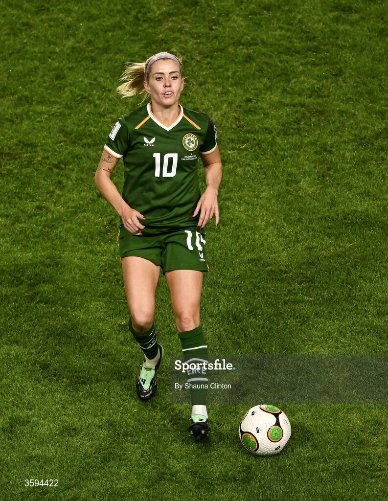 13 October 2026; Denise O’Sullivan of Republic of Ireland during the 2027 FIFA Women’s World Cup qualifying round 1 play-off second leg match between the Republic of Ireland and Kazakhstan at Páirc Uí Chaoimh in Cork. Photo by Shauna Clinton/Sportsfile Photo by Shauna Clinton/Sportsfile