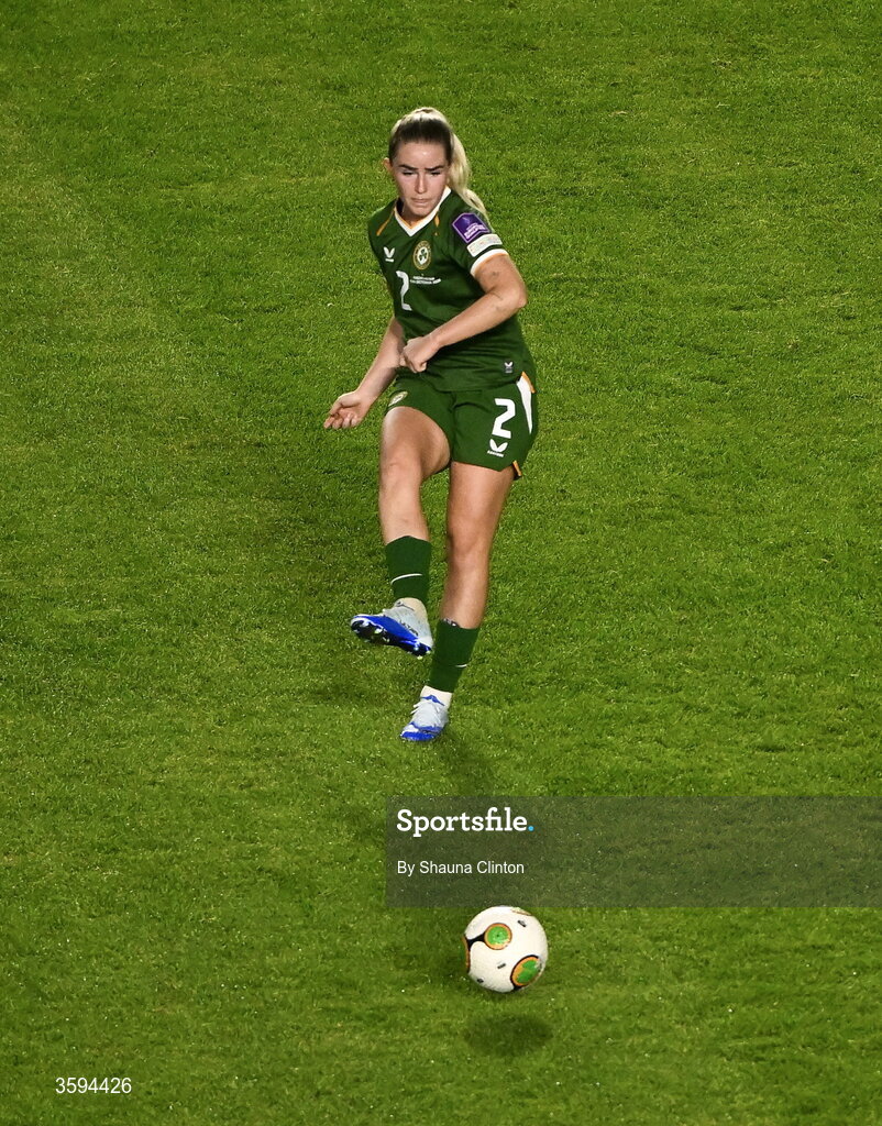 13 October 2026; Jessie Stapleton of Republic of Ireland during the 2027 FIFA Women’s World Cup qualifying round 1 play-off second leg match between the Republic of Ireland and Kazakhstan at Páirc Uí Chaoimh in Cork. Photo by Shauna Clinton/Sportsfile Photo by Shauna Clinton/Sportsfile