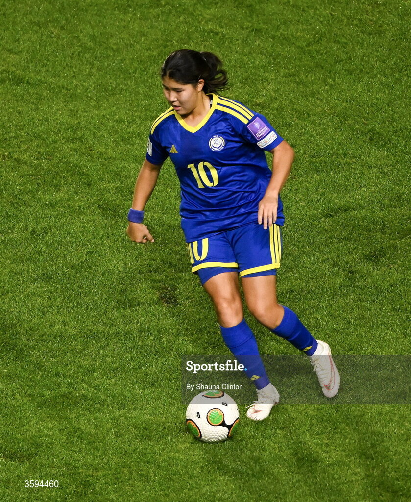 13 October 2026; Amina Bibossynova of Kazakhstan during the 2027 FIFA Women’s World Cup qualifying round 1 play-off second leg match between the Republic of Ireland and Kazakhstan at Páirc Uí Chaoimh in Cork. Photo by Shauna Clinton/Sportsfile Photo by Shauna Clinton/Sportsfile