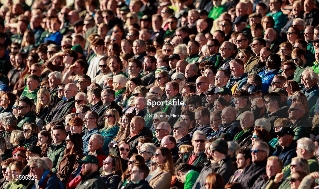 17 October 2026; Spectators stand for a minute’s silence in memory of the late Lions player Hyron Andrews, who passed away yesterday at his team hotel in France, before the Investec Champions Cup Round 1 match between Connacht and Saracens at Dexcom Stadium in Galway. Photo by Thomas Flinkow/Sportsfile