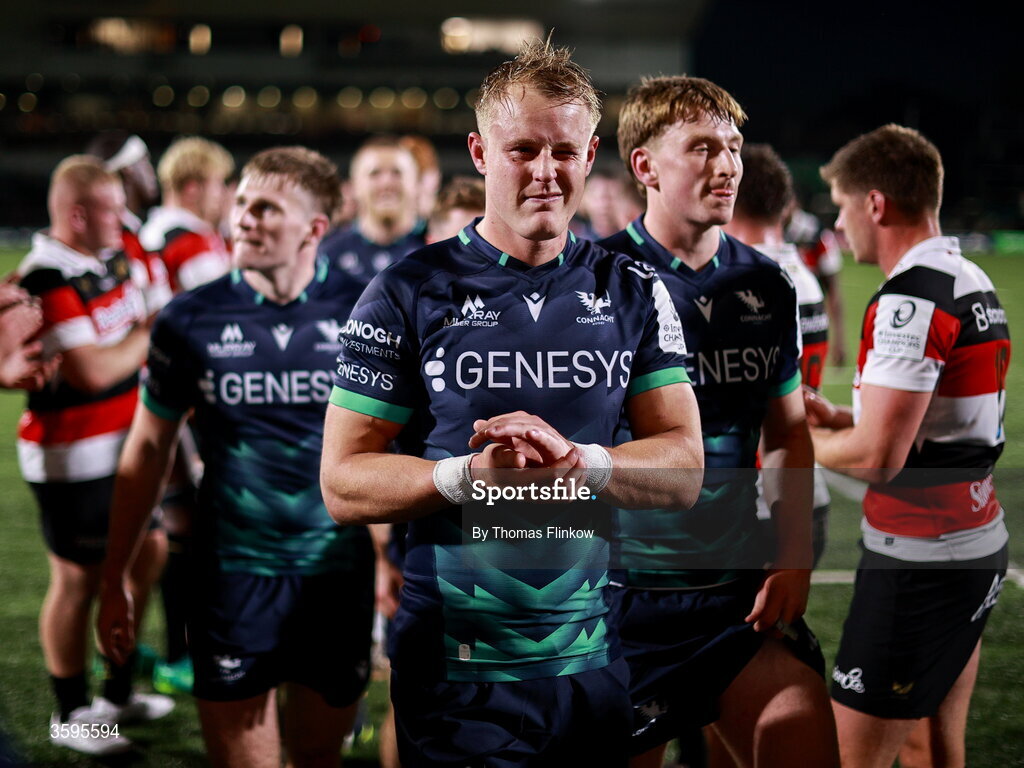 17 October 2026; Sam Gilbert of Connacht after his side's victory in the Investec Champions Cup Round 1 match between Connacht and Saracens at Dexcom Stadium in Galway. Photo by Thomas Flinkow/Sportsfile