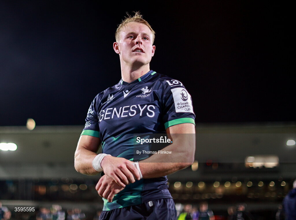 17 October 2026; Sam Gilbert of Connacht after his side's victory in the Investec Champions Cup Round 1 match between Connacht and Saracens at Dexcom Stadium in Galway. Photo by Thomas Flinkow/Sportsfile
