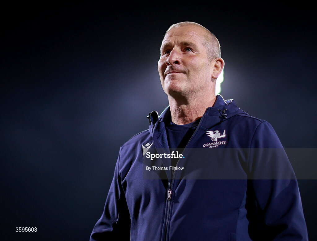 17 October 2026; Connacht head coach Stuart Lancaster after his side's victory in the Investec Champions Cup Round 1 match between Connacht and Saracens at Dexcom Stadium in Galway. Photo by Thomas Flinkow/Sportsfile