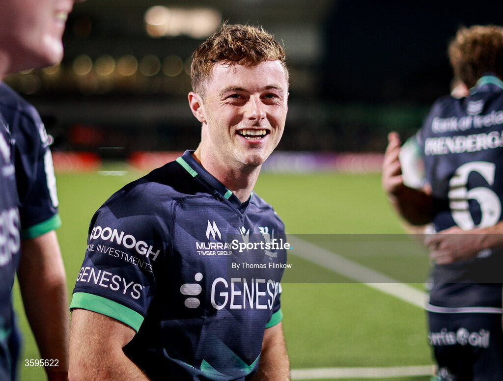 17 October 2026; Colm Reilly of Connacht after his side's victory in the Investec Champions Cup Round 1 match between Connacht and Saracens at Dexcom Stadium in Galway. Photo by Thomas Flinkow/Sportsfile