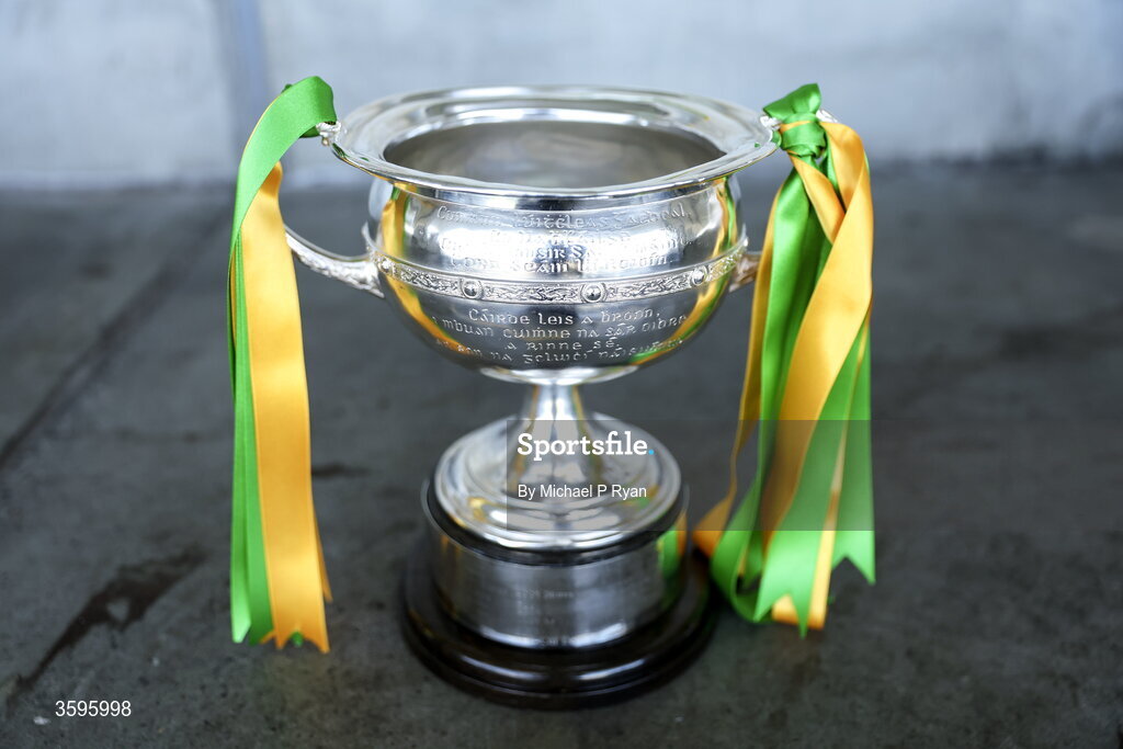 18 October 2026; A view of the Sean Robbins Cup before the Offaly County Senior Club Hurling Championship final match between Kilcormac - Killoughey and Ballinamerey at Glenisk O'Connor Park in Tullamore, Offaly. Photo by Michael P Ryan/Sportsfile