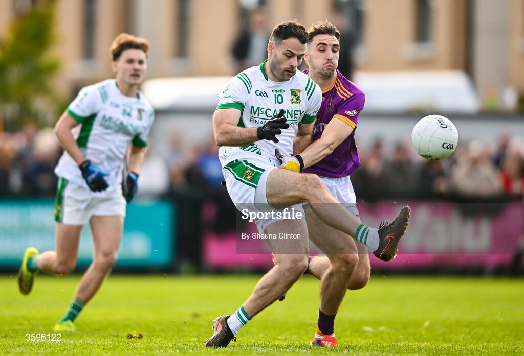 18 October 2026; Thomas McGovern of Donaghmore/ Ashbourne in action against Sean Penny of Wolfe Tones during the Meath County Senior Club Football Championship final match between Wolfe Tones and Donaghmore/ Ashbourne at Donaghmore-Ashbourne GAA Club in Ashbourne, Meath. Photo by Shauna Clinton/Sportsfile