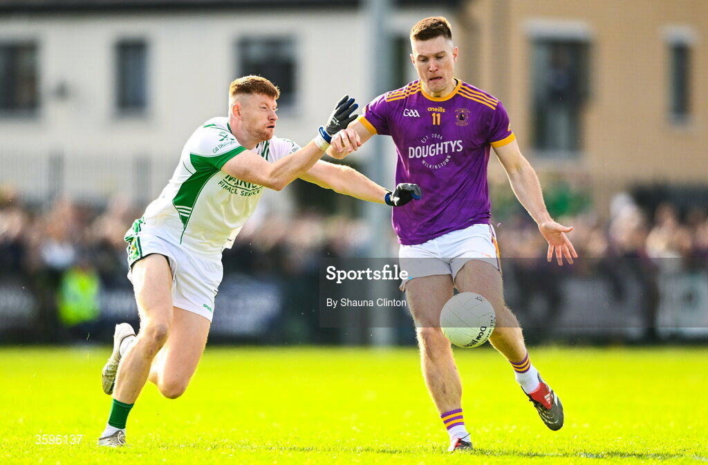 18 October 2026; Thomas O'Reilly of Wolfe Tones in action against Kevin Cully of Donaghmore/ Ashbourne during the Meath County Senior Club Football Championship final match between Wolfe Tones and Donaghmore/ Ashbourne at Donaghmore-Ashbourne GAA Club in Ashbourne, Meath. Photo by Shauna Clinton/Sportsfile