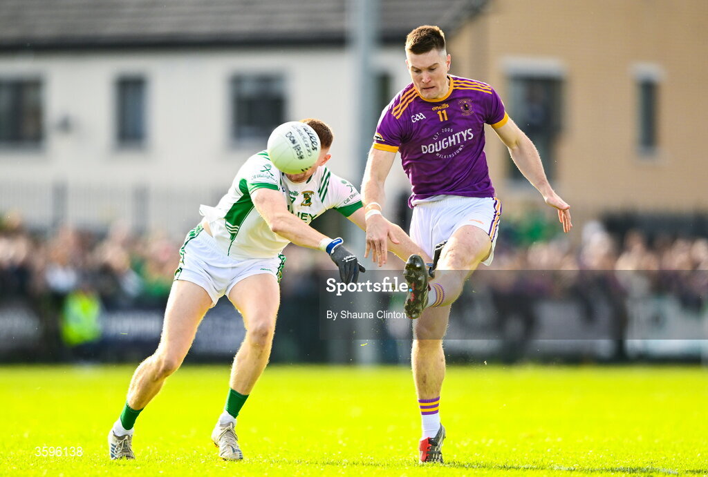 18 October 2026; Thomas O'Reilly of Wolfe Tones in action against Kevin Cully of Donaghmore/ Ashbourne during the Meath County Senior Club Football Championship final match between Wolfe Tones and Donaghmore/ Ashbourne at Donaghmore-Ashbourne GAA Club in Ashbourne, Meath. Photo by Shauna Clinton/Sportsfile