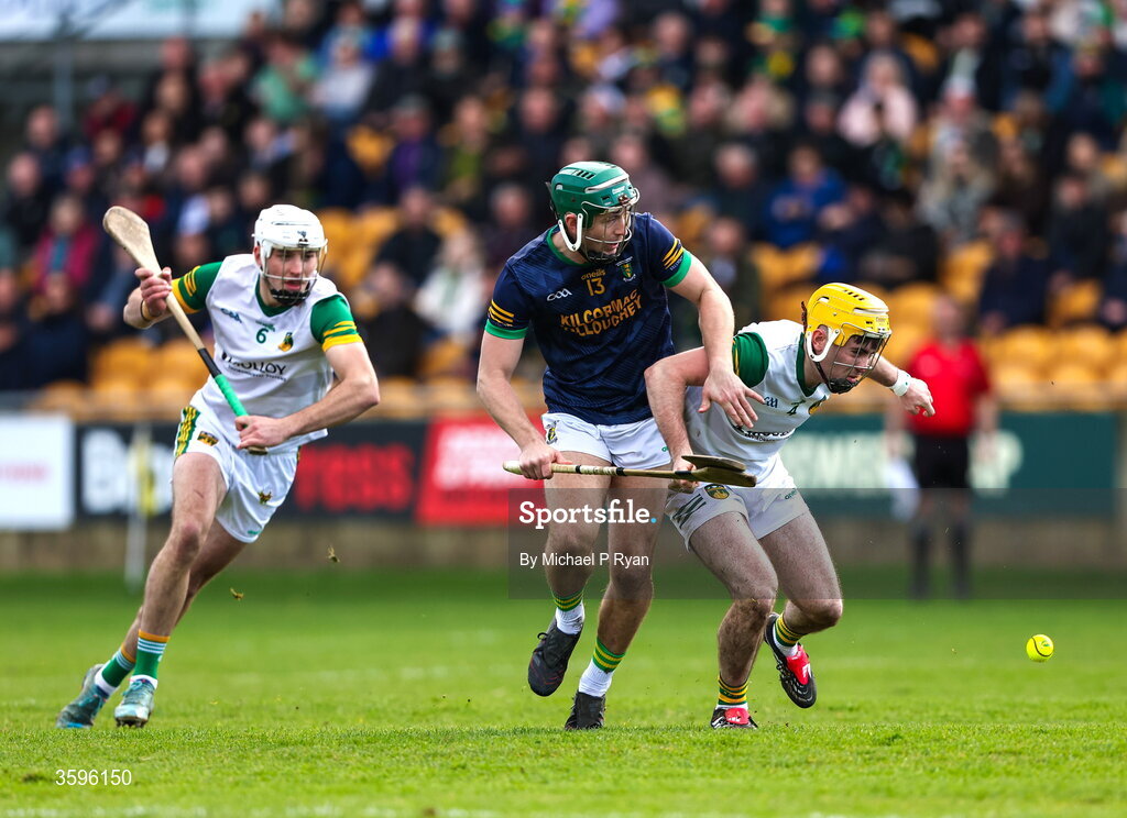 18 October 2026; Thomas Geraghty of Kilcormac-Killoughey in action against Cian Kinnarney of Ballinamere during the Offaly County Senior Club Hurling Championship final match between Kilcormac - Killoughey and Ballinamerey at Glenisk O'Connor Park in Tullamore, Offaly. Photo by Michael P Ryan/Sportsfile
