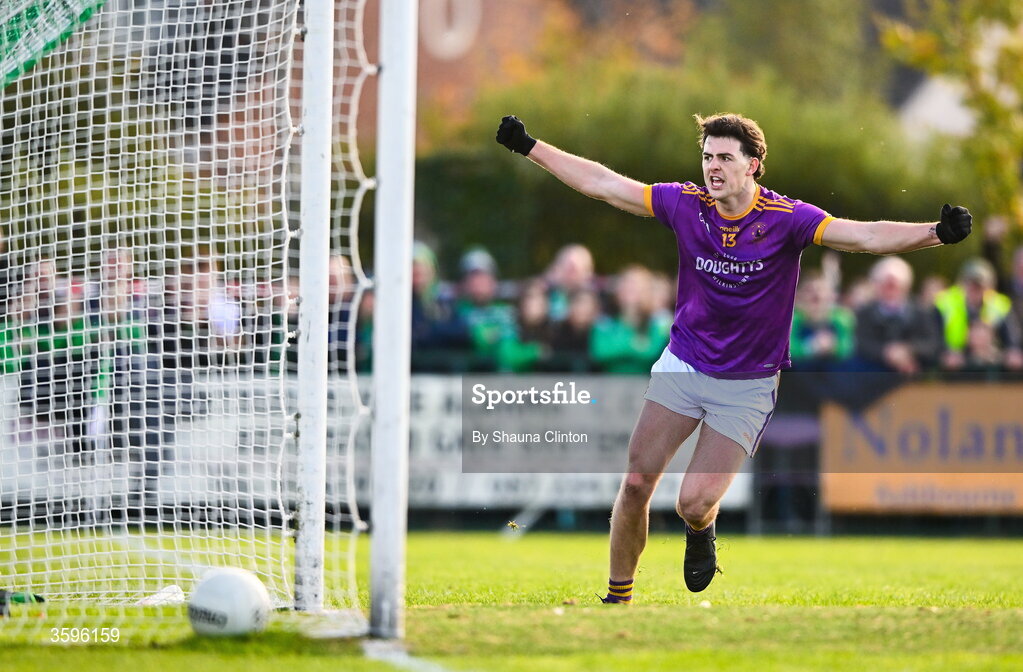 18 October 2026; Tom Gavigan of Wolfe Tones celebrates after scoring his side's first goal during the Meath County Senior Club Football Championship final match between Wolfe Tones and Donaghmore/ Ashbourne at Donaghmore-Ashbourne GAA Club in Ashbourne, Meath. Photo by Shauna Clinton/Sportsfile