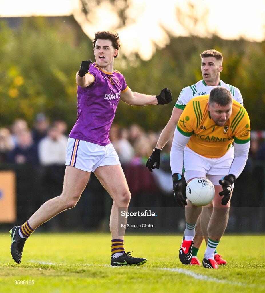 18 October 2026; Tom Gavigan of Wolfe Tones celebrates after scoring his side's first goal during the Meath County Senior Club Football Championship final match between Wolfe Tones and Donaghmore/ Ashbourne at Donaghmore-Ashbourne GAA Club in Ashbourne, Meath. Photo by Shauna Clinton/Sportsfile