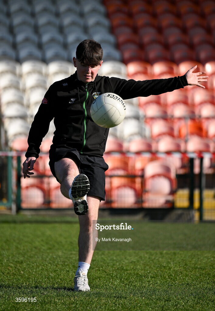 18 October 2026; A Killeavy St Moninna player warms up before the Armagh County Senior Club Football Championship final match between Killeavy St Moninna and Crossmaglen Rangers at BOX-IT Athletic Grounds in Armagh. Photo by Mark Kavanagh/Sportsfile