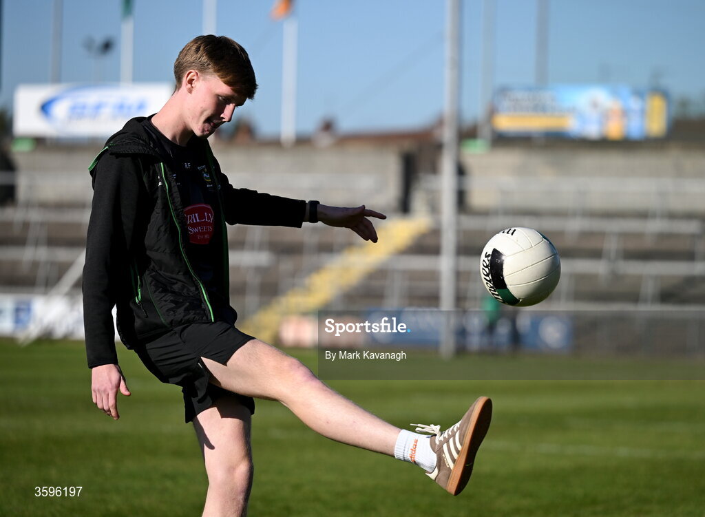 18 October 2026; A Killeavy St Moninna player warms up before the Armagh County Senior Club Football Championship final match between Killeavy St Moninna and Crossmaglen Rangers at BOX-IT Athletic Grounds in Armagh. Photo by Mark Kavanagh/Sportsfile
