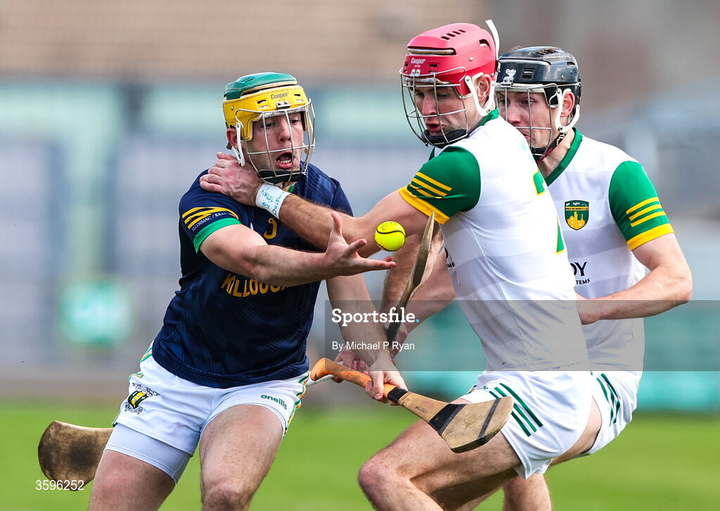 18 October 2026; Daniel Hand of Kilcormac-Killoughey in action against Jack Fogarty of Ballinamere during the Offaly County Senior Club Hurling Championship final match between Kilcormac - Killoughey and Ballinamerey at Glenisk O'Connor Park in Tullamore, Offaly. Photo by Michael P Ryan/Sportsfile