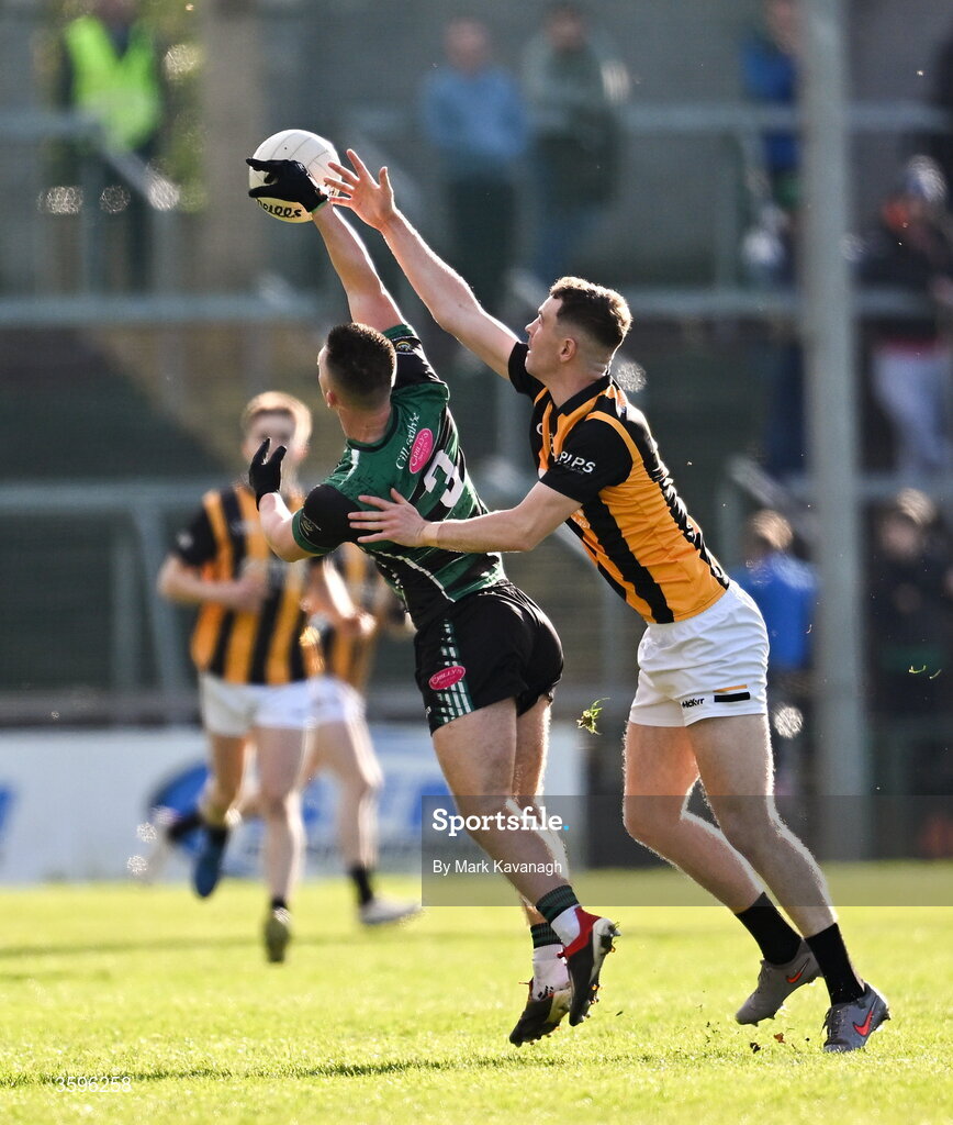 18 October 2026; Pearse Blessing of Crossmaglen Rangers in action against Kyle Mallow of Killeavy St Moninna during the Armagh County Senior Club Football Championship final match between Killeavy St Moninna and Crossmaglen Rangers at BOX-IT Athletic Grounds in Armagh. Photo by Mark Kavanagh/Sportsfile