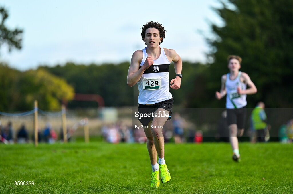 18 October 2026; Harry Moran of Donore Harriers AC, Dublin, on his way to finishing third in the U20 Men 6000m during the Autumn Open Cross Country International at the Sport Ireland Campus in Dublin. Photo by Sam Barnes/Sportsfile