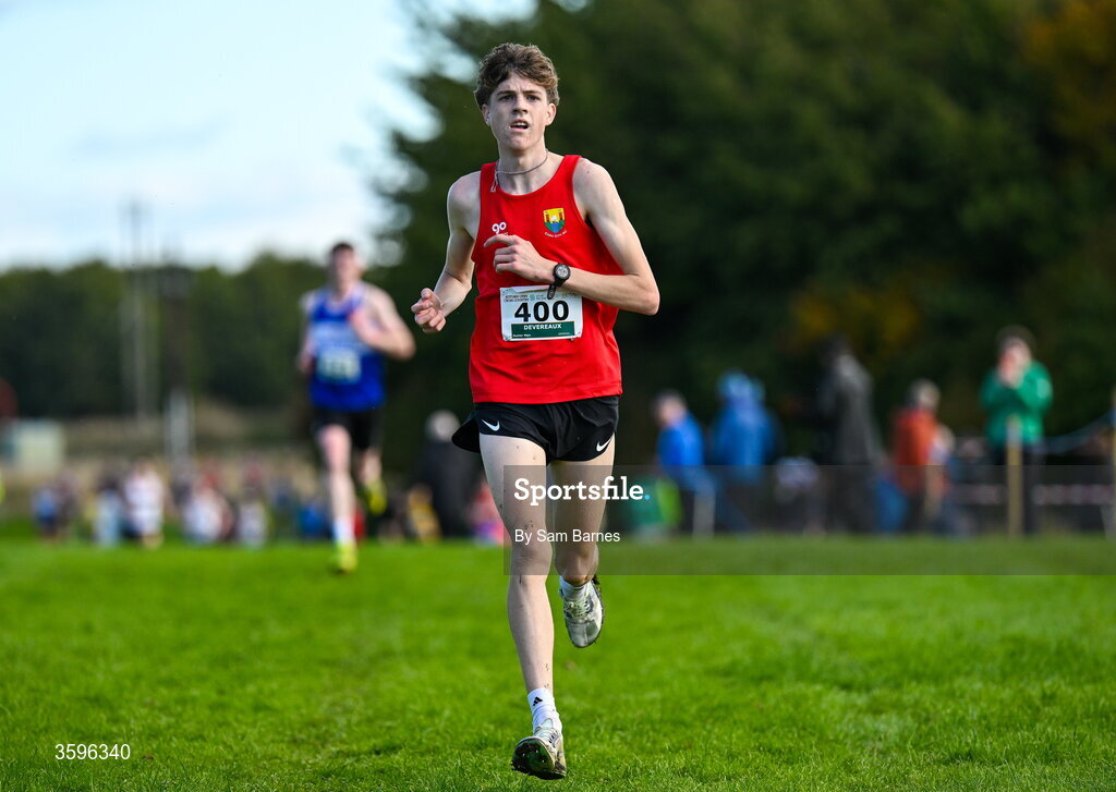 18 October 2026; Ruby Devereaux of Cork City AC, on his way to winning the U20 Men 6000m during the Autumn Open Cross Country International at the Sport Ireland Campus in Dublin. Photo by Sam Barnes/Sportsfile