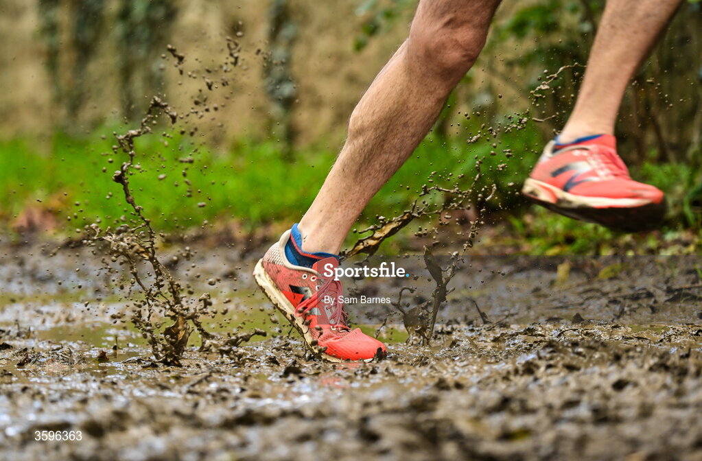 18 October 2026; A detailed view of spikes in mud during the Autumn Open Cross Country International at the Sport Ireland Campus in Dublin. Photo by Sam Barnes/Sportsfile