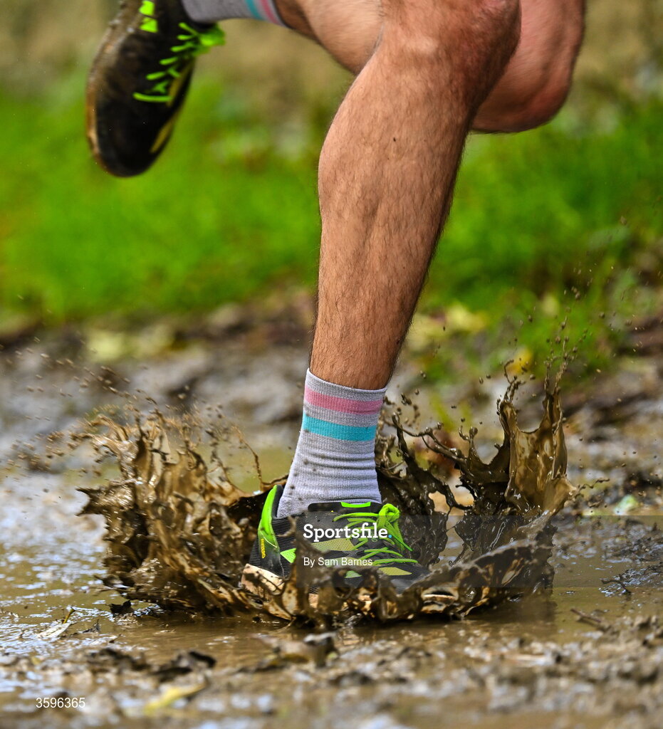 18 October 2026; A detailed view of spikes in mud during the Autumn Open Cross Country International at the Sport Ireland Campus in Dublin. Photo by Sam Barnes/Sportsfile