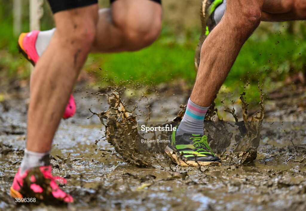 18 October 2026; A detailed view of spikes in mud during the Autumn Open Cross Country International at the Sport Ireland Campus in Dublin. Photo by Sam Barnes/Sportsfile