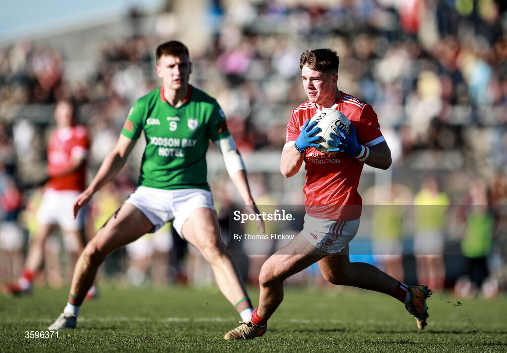 18 October 2026; Conor Lohan of Pádraig Pearses in action against Shane Cunnane of St Brigid's during the Roscommon County Senior Club Football Championship final match between Pádraig Pearses and St Brigid's at King & Moffatt Dr Hyde Park in Roscommon. Photo by Thomas Flinkow/Sportsfile
