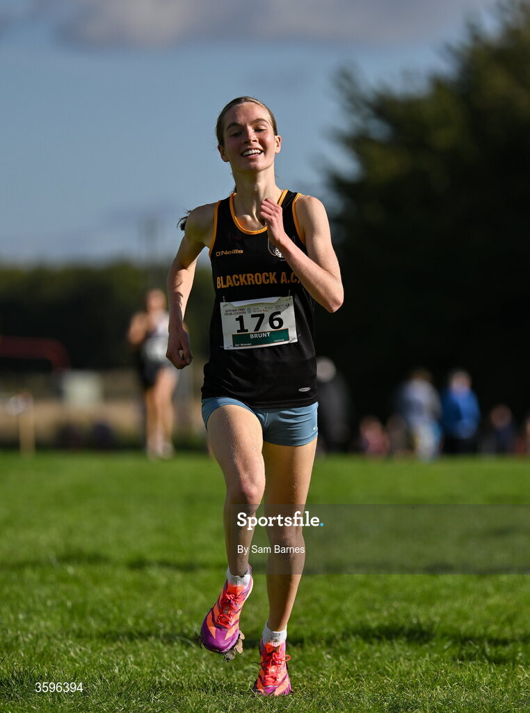 18 October 2026; Megan Brunt of Blackrock AC, Dublin, on her way to winning the U20 Women 4500m during the Autumn Open Cross Country International at the Sport Ireland Campus in Dublin. Photo by Sam Barnes/Sportsfile