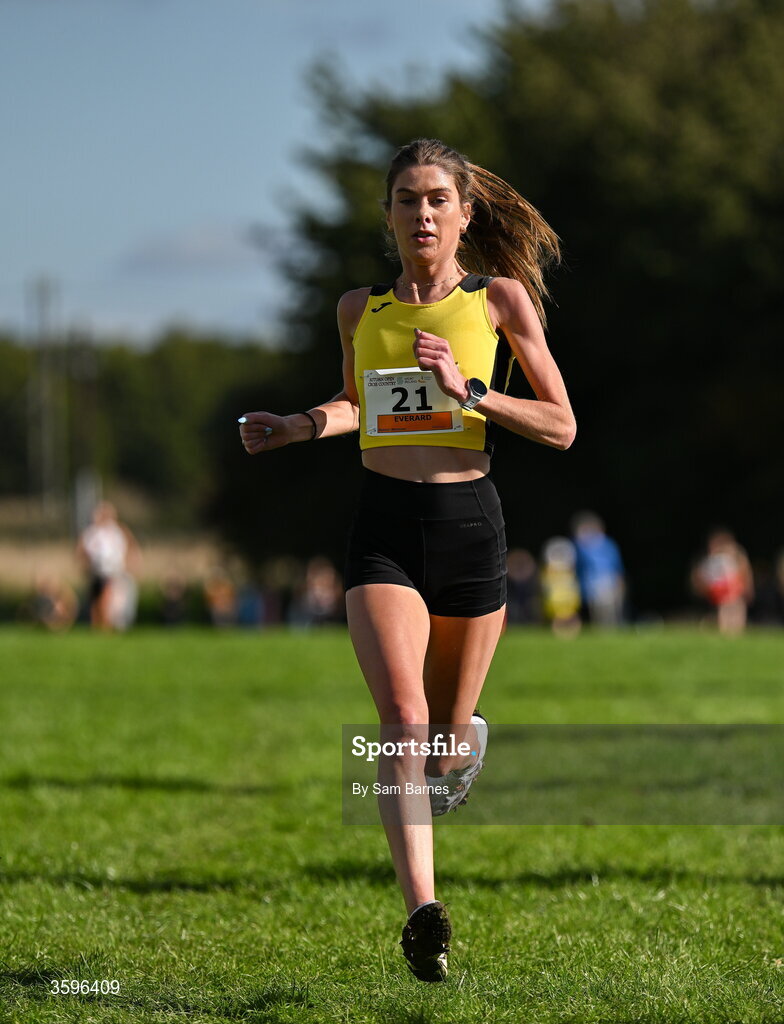 18 October 2026; Fiona Everard of Bandon AC, Cork, on her way to winning the Senior Women 6000m during the Autumn Open Cross Country International at the Sport Ireland Campus in Dublin. Photo by Sam Barnes/Sportsfile