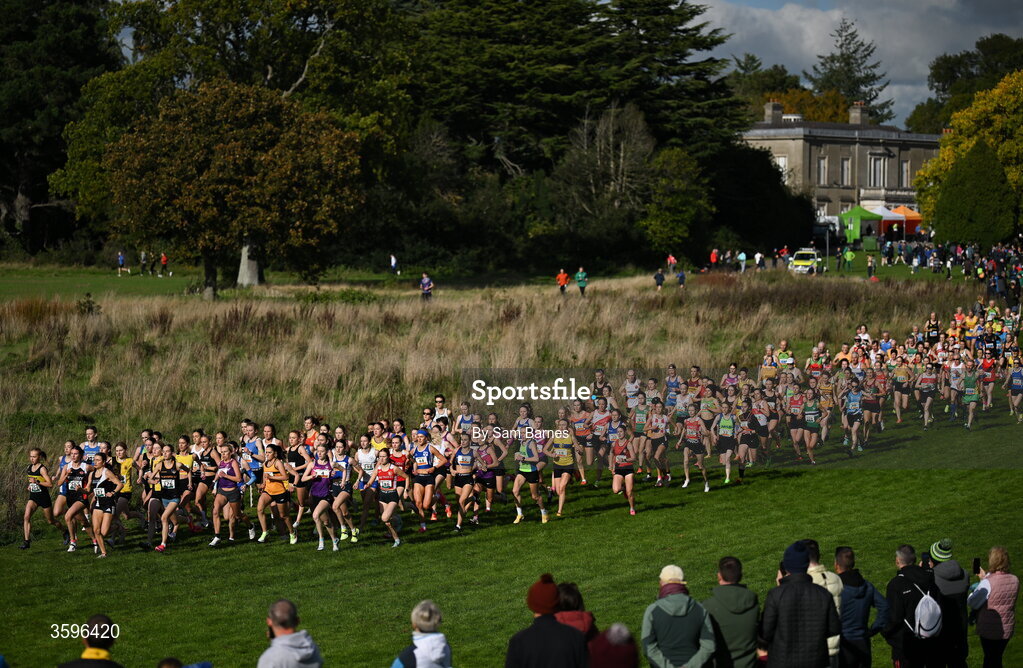 18 October 2026; A general view of the field in the women's and master men 65+ race during the Autumn Open Cross Country International at the Sport Ireland Campus in Dublin. Photo by Sam Barnes/Sportsfile