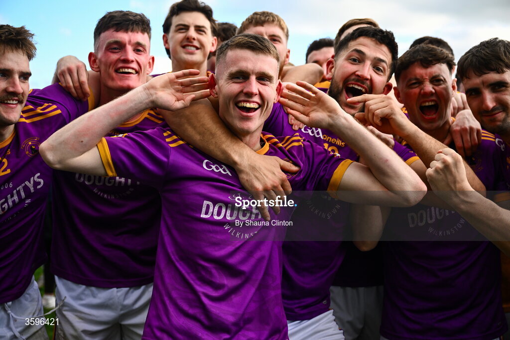 18 October 2026; Wolfe Tones players, including Kyle Moran, centre, celebrate after their side's victory in the Meath County Senior Club Football Championship final match between Wolfe Tones and Donaghmore/ Ashbourne at Donaghmore-Ashbourne GAA Club in Ashbourne, Meath. Photo by Shauna Clinton/Sportsfile