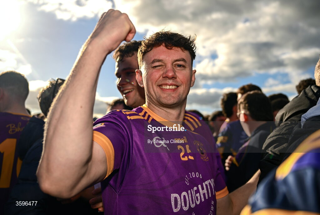 18 October 2026; Gary McFadden of Wolfe Tones celebrates after his side's victory in the Meath County Senior Club Football Championship final match between Wolfe Tones and Donaghmore/ Ashbourne at Donaghmore-Ashbourne GAA Club in Ashbourne, Meath. Photo by Shauna Clinton/Sportsfile