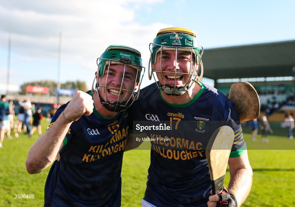 18 October 2026; Adam Screeney, and Jack Screeney of Kilcormac-Killoughey celebrate after the Offaly County Senior Club Hurling Championship final match between Kilcormac - Killoughey and Ballinamerey at Glenisk O'Connor Park in Tullamore, Offaly. Photo by Michael P Ryan/Sportsfile
