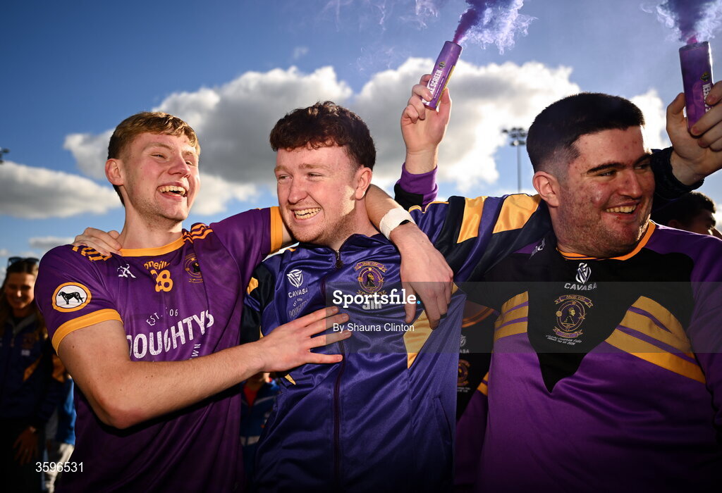18 October 2026; Cian McKeever of Wolfe Tones celebrates with supporters after his side's victory in the Meath County Senior Club Football Championship final match between Wolfe Tones and Donaghmore/ Ashbourne at Donaghmore-Ashbourne GAA Club in Ashbourne, Meath. Photo by Shauna Clinton/Sportsfile