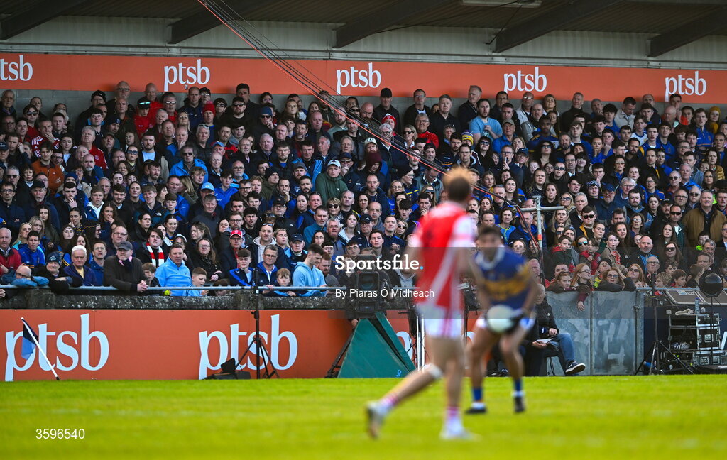 18 October 2026; Supporters during the PTSB Dublin County Senior Club Football Championship final match between Castleknock and Cuala at Parnell Park in Dublin. Photo by Piaras Ó Mídheach/Sportsfile