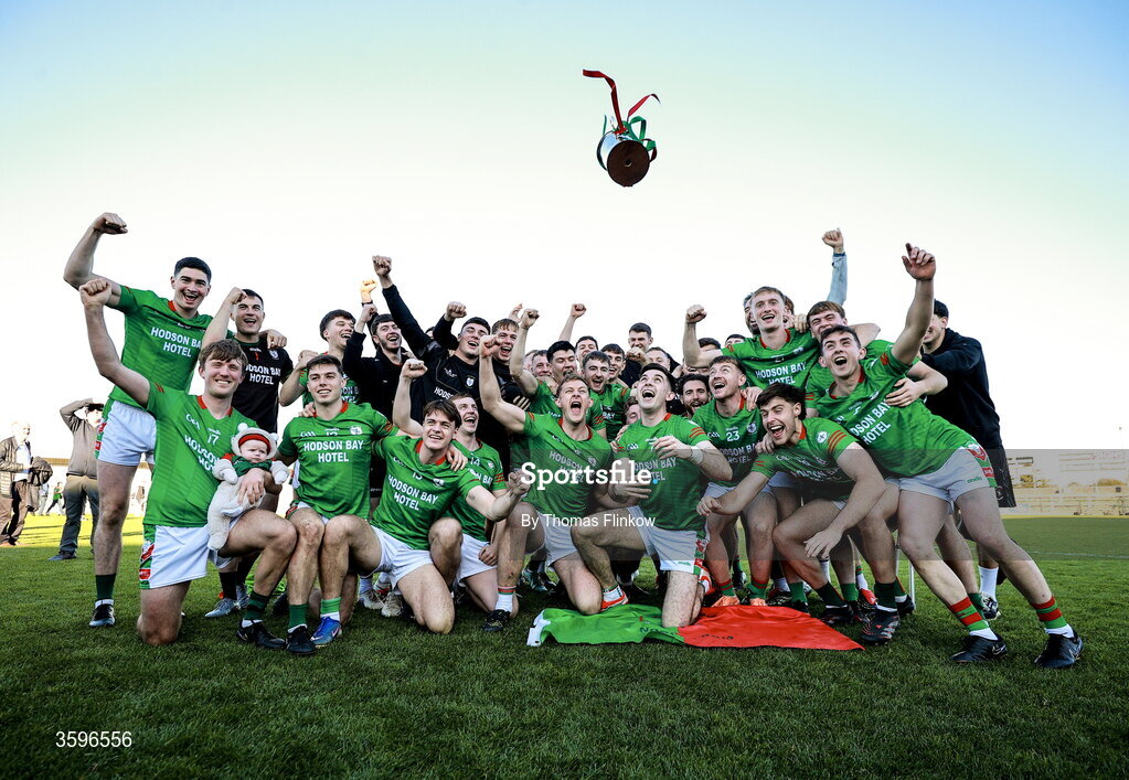 18 October 2026; St Brigid's players celebrate with the trophy after the Roscommon County Senior Club Football Championship final match between Pádraig Pearses and St Brigid's at King & Moffatt Dr Hyde Park in Roscommon. Photo by Thomas Flinkow/Sportsfile