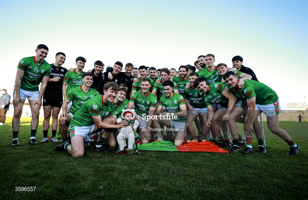 18 October 2026; St Brigid's players celebrate with the trophy after the Roscommon County Senior Club Football Championship final match between Pádraig Pearses and St Brigid's at King & Moffatt Dr Hyde Park in Roscommon. Photo by Thomas Flinkow/Sportsfile